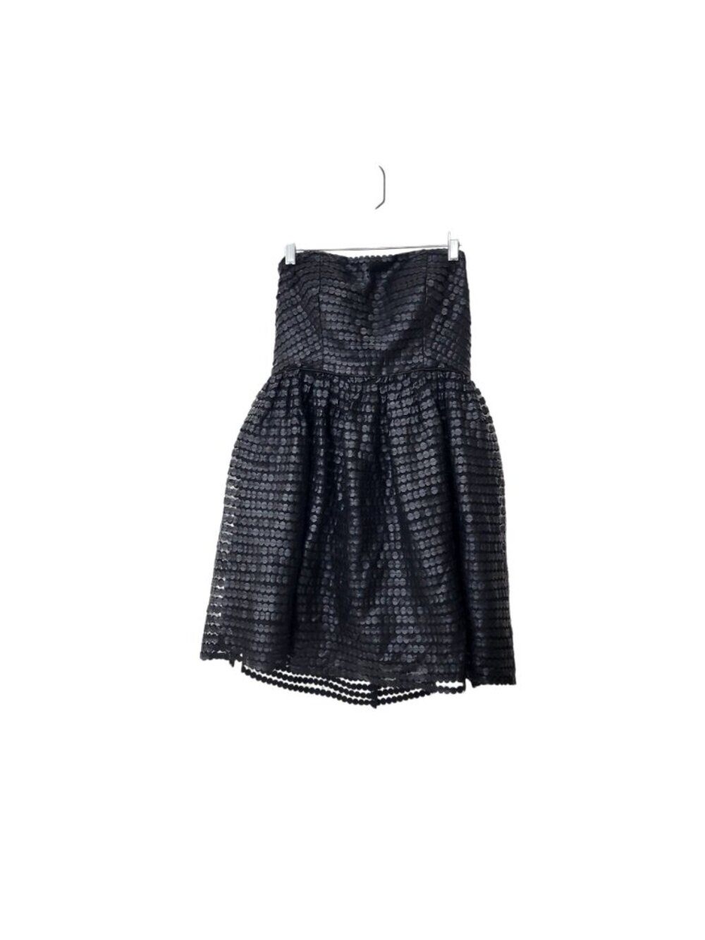 Strapless Black Textured Faux Leather Mini Dress - Picture 6 of 7